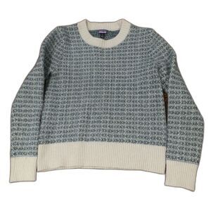 Patagonia Recycled Wool Sweater Green Cream Women's Size Small